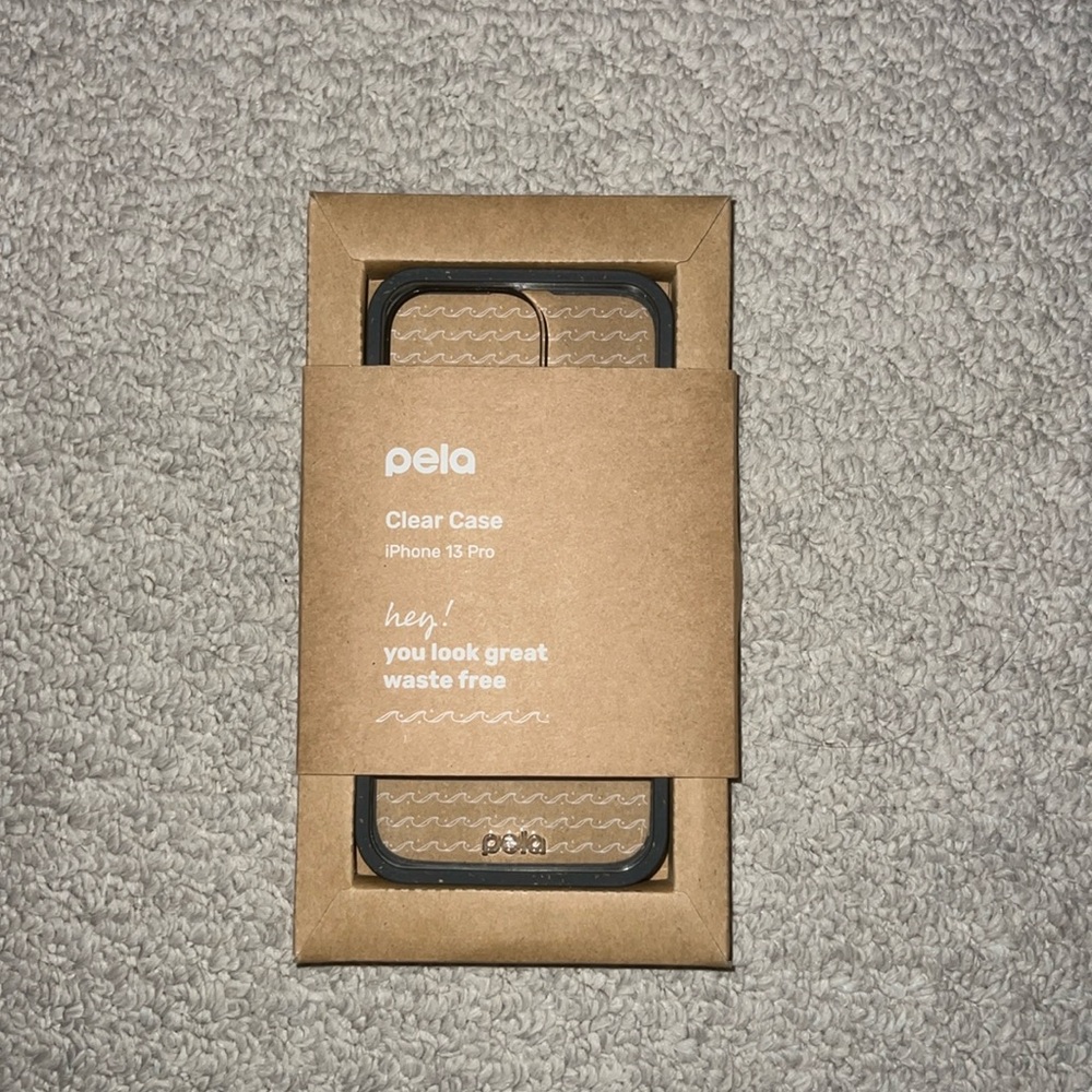 Unopened Pela iPhone 13 Pro Case Clear with Black Ridge
